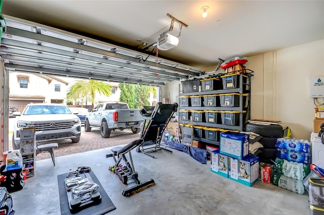 garage with a garage door opener