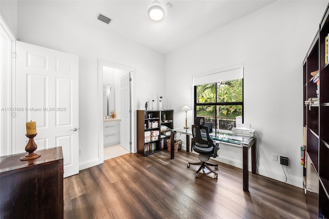 office featuring dark hardwood / wood-style floors