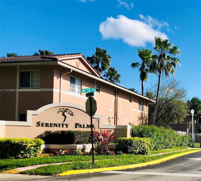 view of community sign