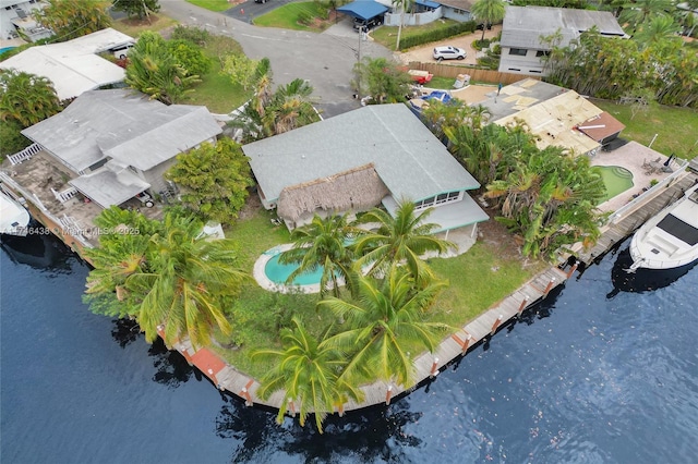 bird's eye view featuring a water view