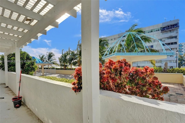 exterior space featuring a pergola