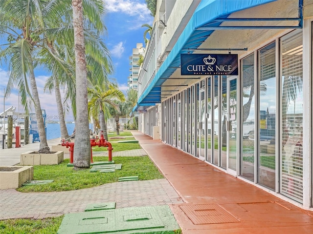 view of home's community with a water view