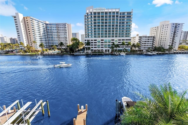 property view of water featuring a dock