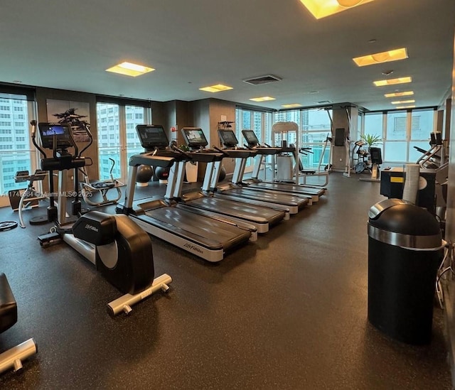 gym featuring visible vents