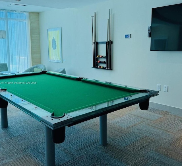 game room featuring baseboards and billiards
