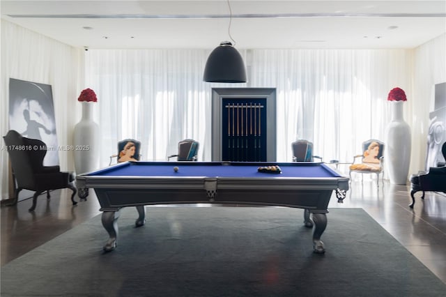 recreation room with billiards and wood finished floors