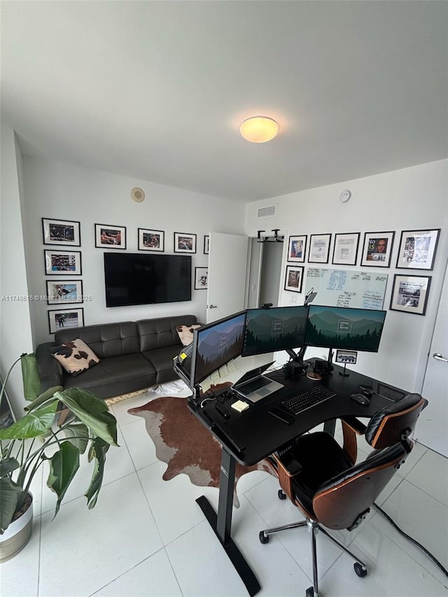 tiled dining area with visible vents