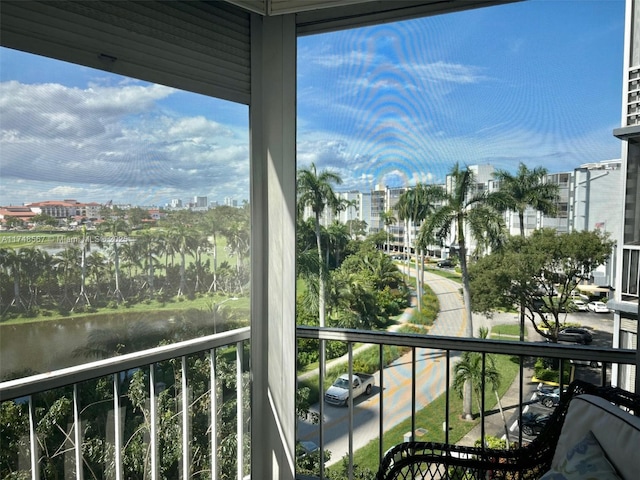 balcony with a water view