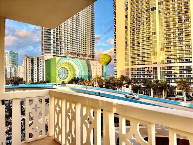 balcony featuring a city view