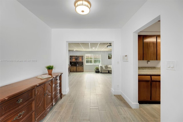 hall featuring light hardwood / wood-style flooring