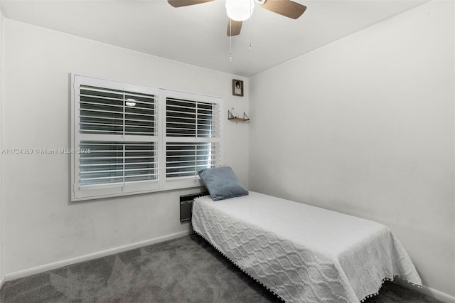 bedroom with carpet flooring and ceiling fan