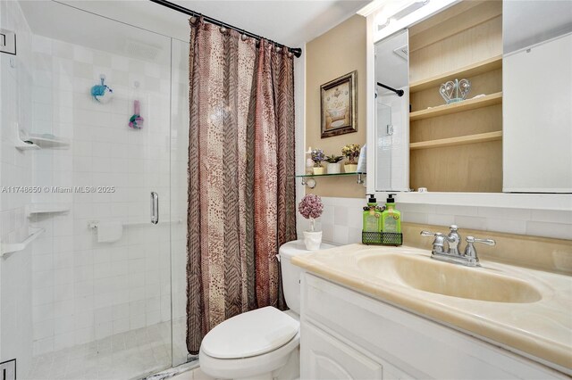 235 Kent N Unit 235, West Palm Beach, FL 33417 - full bathroom with vanity, a stall shower, and toilet