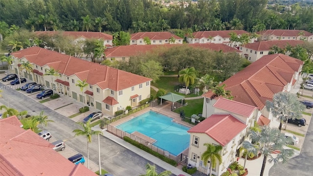 bird's eye view with a residential view