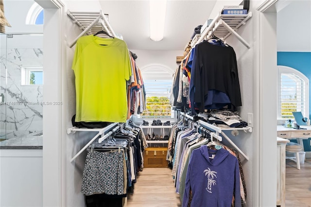 spacious closet with light wood finished floors