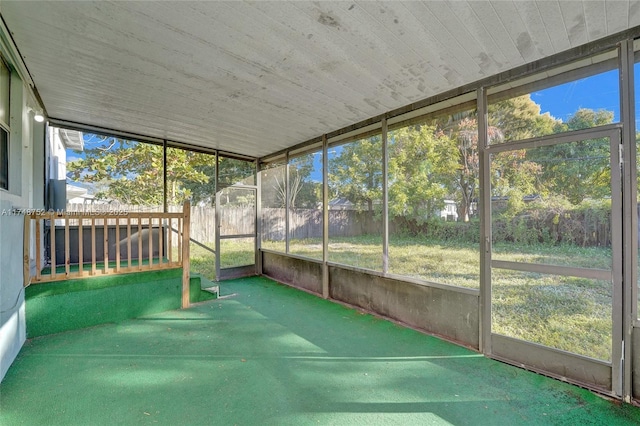 view of unfurnished sunroom