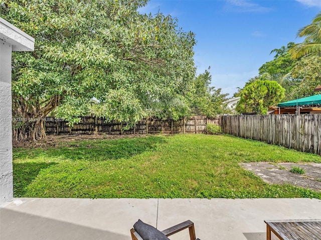 view of yard featuring a fenced backyard