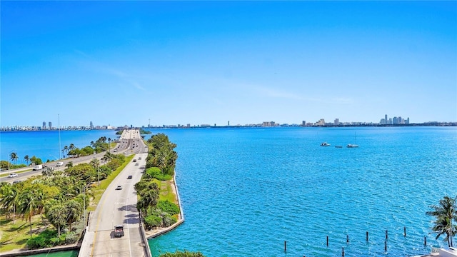 property view of water featuring a view of city