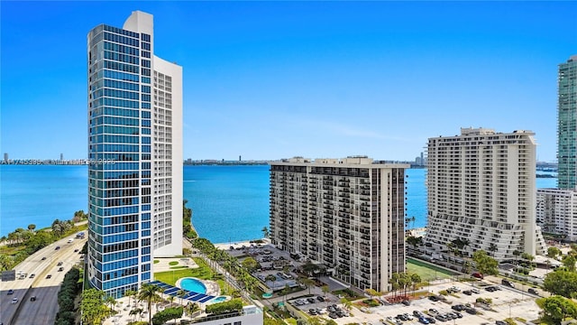 property view of water with a city view