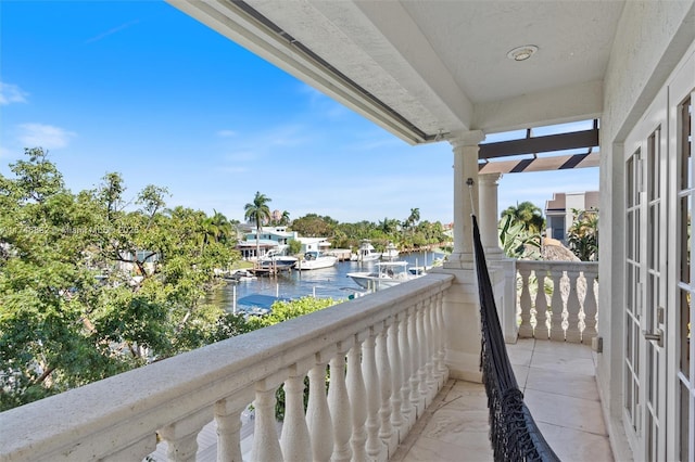 balcony with a water view