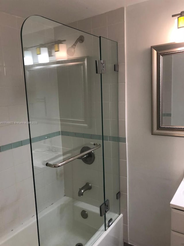 full bathroom featuring shower / bath combination and vanity