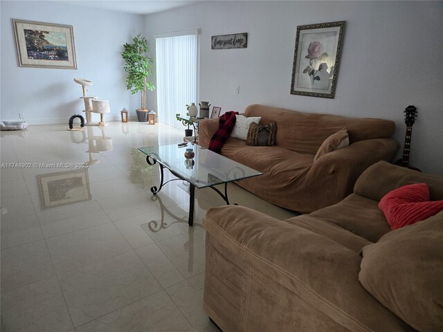 view of tiled living area