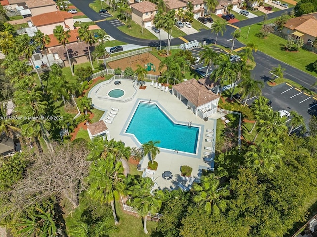 drone / aerial view featuring a residential view