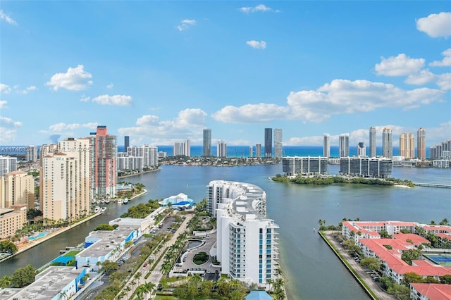 property view of water featuring a city view