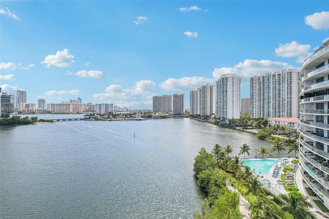 property view of water featuring a view of city