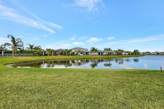 view of water feature with a residential view