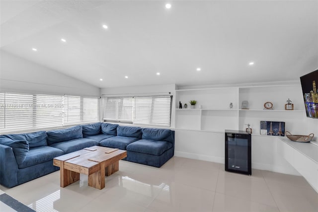2510 NE 215th St, Miami, FL 33180 - living area featuring recessed lighting, vaulted ceiling, and light tile patterned floors