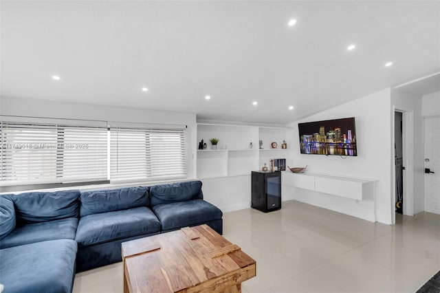 2510 NE 215th St, Miami, FL 33180 - living room with lofted ceiling, recessed lighting, and light tile patterned flooring