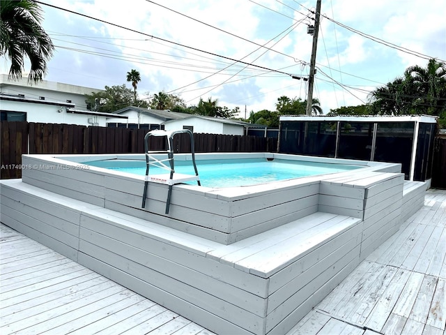 view of pool featuring fence and a fenced in pool