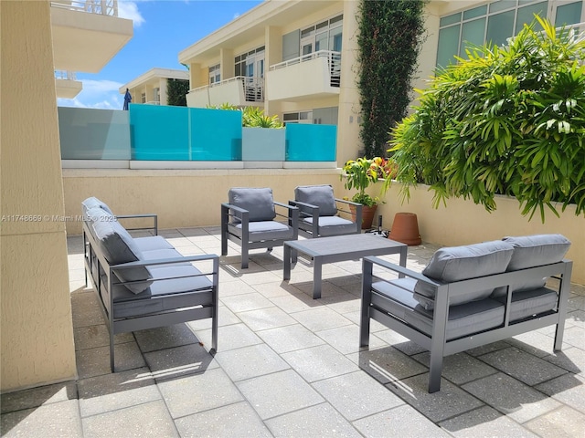 view of patio with an outdoor living space