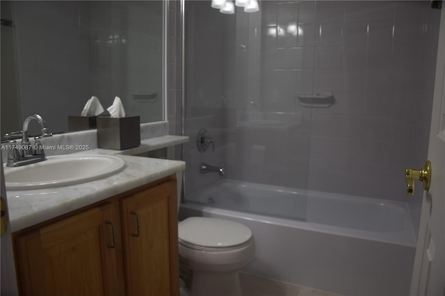 full bathroom with vanity, toilet, and shower / bathtub combination