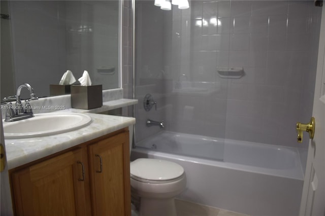 full bath featuring toilet, shower / washtub combination, and vanity