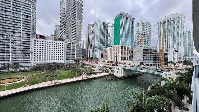 property's view of city with a water view