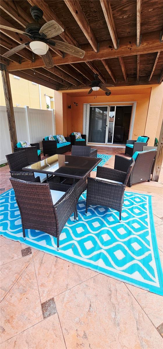 18860 NW 12th St, Pembroke Pines, FL 33029 - view of patio with an outdoor hangout area and ceiling fan