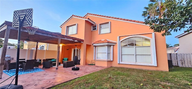 18860 NW 12th St, Pembroke Pines, FL 33029 - back of property featuring a pergola, stucco siding, a patio area, and a tiled roof