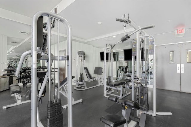 exercise room with visible vents