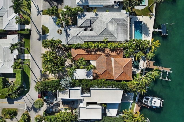 bird's eye view featuring a water view