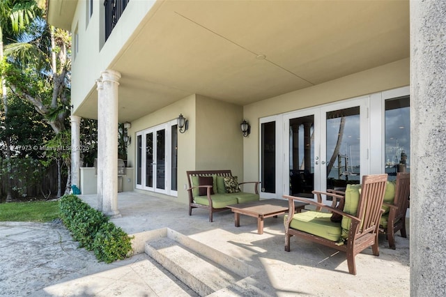 view of patio featuring french doors