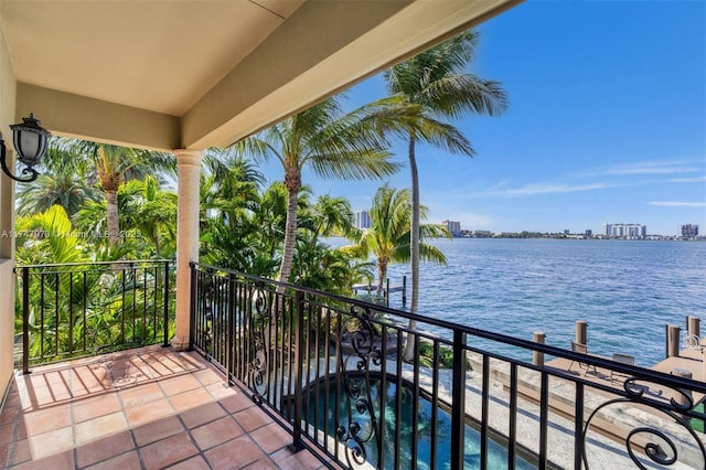 balcony with a water view