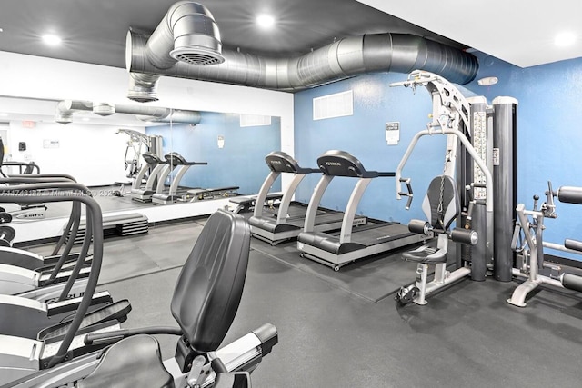 exercise room with visible vents