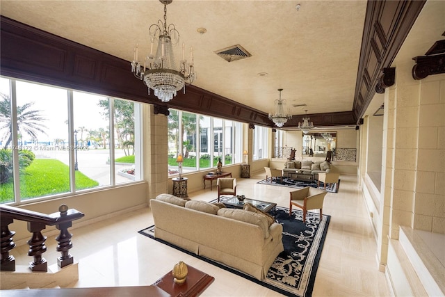 2030 S Ocean Dr Unit 618, Hallandale Beach, FL 33009 - sunroom featuring visible vents and an inviting chandelier