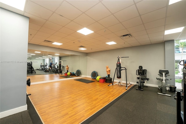 2030 S Ocean Dr Unit 618, Hallandale Beach, FL 33009 - gym featuring visible vents, a paneled ceiling, and baseboards