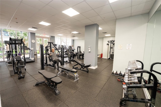 2030 S Ocean Dr Unit 618, Hallandale Beach, FL 33009 - workout area featuring a drop ceiling and baseboards