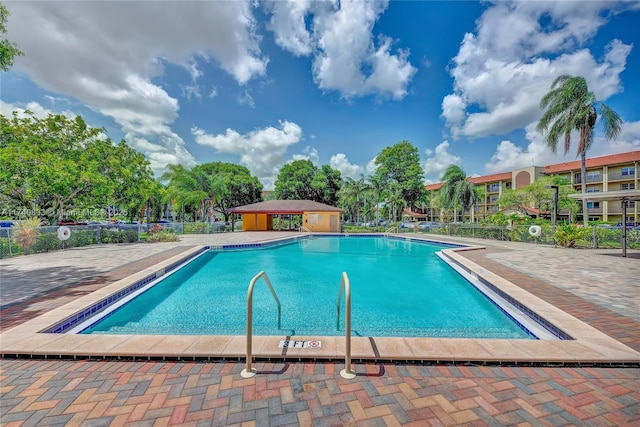 community pool with fence