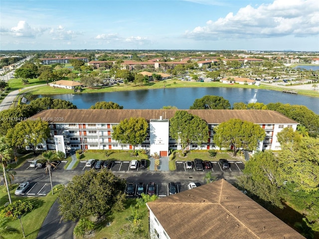 bird's eye view featuring a water view