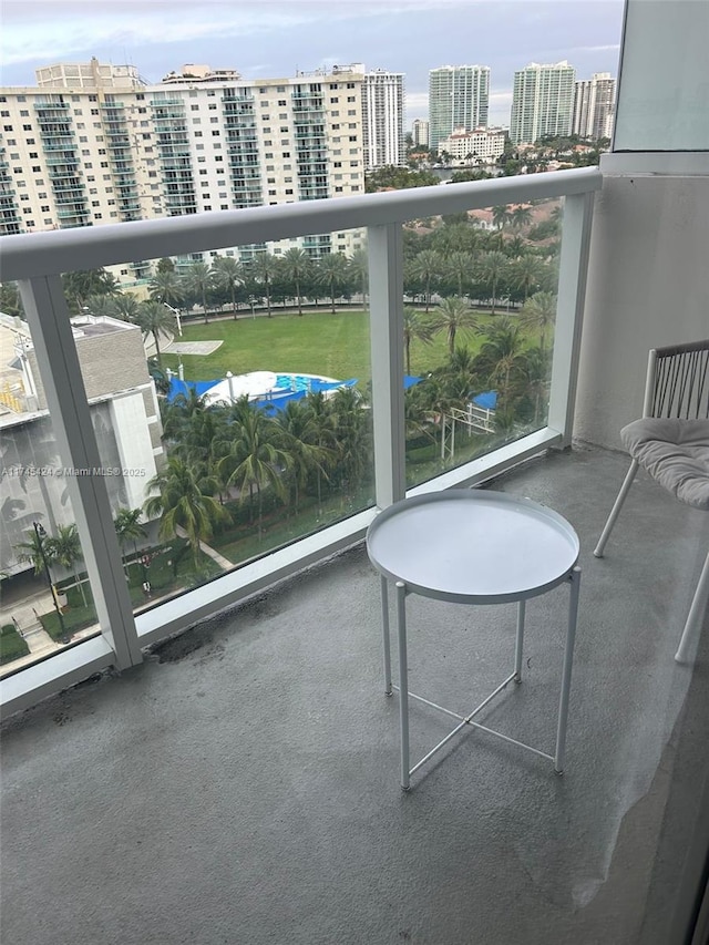 balcony with a city view