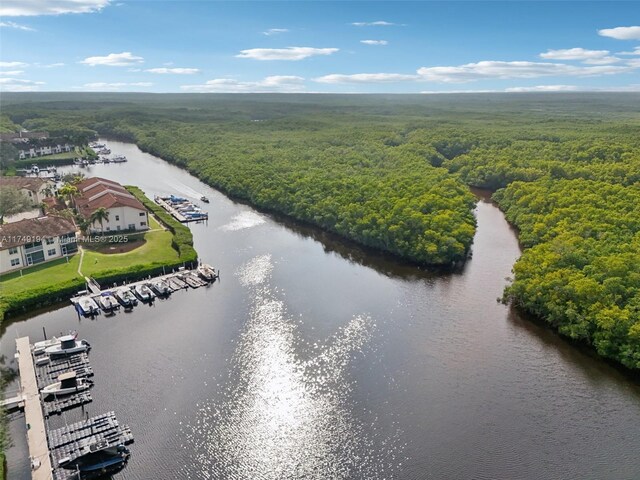 242 Newport Unit 502, Naples, FL 34114 - birds eye view of property featuring a forest view and a water view